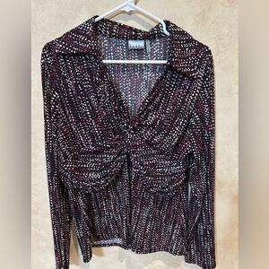 Chic Polka Dot Long Sleeve Top Nicole miller size xl embellished swoop